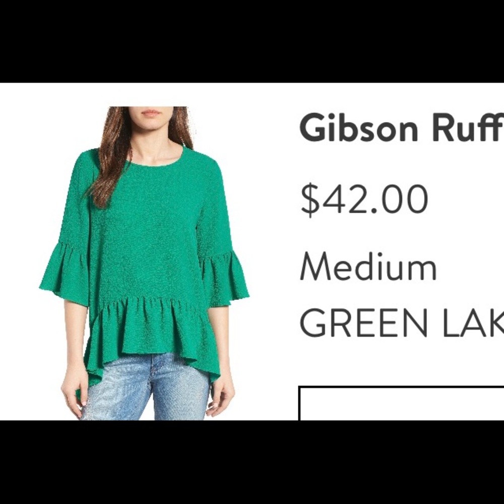 Beautiful emerald green ruffle blouse